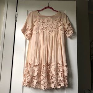 Anthropologie Blush Lace Dress